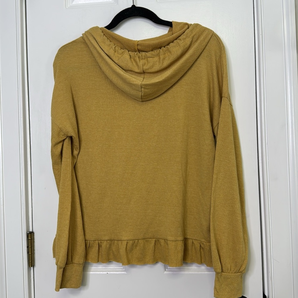 MTS Yellow Relaxed Ruffled Tie Front Hoodie - Picture 6 of 6